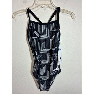 NWT Arena One Piece Swimsuit Low Back Black Size 32